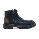  Coturno Masculino Couro Legítimo Solado Tratorado Azul Marinho
