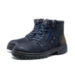  Coturno Masculino Couro Legítimo Solado Tratorado Azul Marinho