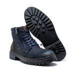  Coturno Masculino Couro Legítimo Solado Tratorado Azul Marinho