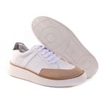Sapato Masculino Casual Couro Legítimo Brooklyn Branco c/bege