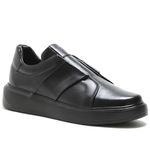Sapato Masculino Couro Legítimo Sola Alta Boston All Black