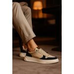 Sapato Masculino Couro Legítimo Elástico Sola Eva Vancouver Areia Castor