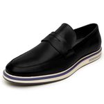 Loafer Oxford Clássico Masculino Couro Legítimo Preto Malagna