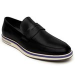 Loafer Oxford Clássico Masculino Couro Legítimo Preto Malagna