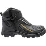 Bota Coturno Couro Legítimo Preto Masculina Adventure Trilha Motociclista