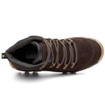 Bota Coturno Cano Médio Couro Legítimo Chicago Café Masculina Adventure Trilha Com C.A 
