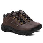 Tênis Couro Legítimo Café Malibu Masculino Confortável Adventure Trilha Com C.A
