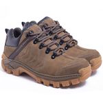 Tênis Couro Legítimo Taupe SanDiego Masculino Confortável Adventure Trilha Com C.A 