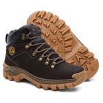 Bota Coturno Cano Médio Couro Legítimo Toronto Café Masculina Adventure Trilha Com C.A 