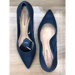 SAPATO SCARPIN COURO ATANADO MARINHO