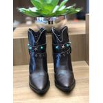 BOTA COURO LISO MARROM COM PEDRAS