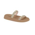 Sandália Feminina Flatform Strass Nude Trançada