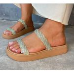 Sandália Feminina Flatform Strass Nude Trançada