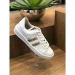 TENIS CASUAL BRANCO E DOURADO FEMININO