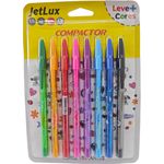 KIT C/8 CANETAS ESFEROGRÁFICAS JETLUX CORES VIBRANTES - COMPACTOR