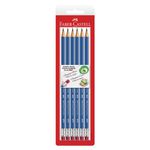 KIT C/6 ECOLAPIS GRAFITE AZUL N.2 C/BORRACHA FABER CASTELL 