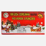 CORDÃO CEREJINHA 100 LEDs 8 METROS 8 FUNÇÕES - 127V 