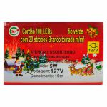CORDÃO 100 LEDs C/20 STROBOS BRANCO 10 METROS - 127V