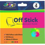 OFF STICK - BLOCO ADESIVO PARA RECADO 4 CORES COM 100 FLS CADA 38MM X 50MM
