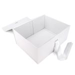 CAIXA PRESENTE BRANCA C/ IMÃ E FITA DE CETIM 330X260X150 - 01 UNIDADE 