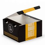CAIXA LANCHE HAMBURGUER GRANDE BLACK YELLOW - 50 UNIDADES