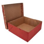 CAIXA P/ BOLO 32X32X12 - ARABESCO FLORAL VERMELHO - PL 06/05 