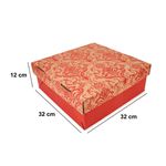 CAIXA P/ BOLO 32X32X12 - ARABESCO FLORAL VERMELHO - PL 06/05 