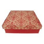 CAIXA P/ BOLO 39,5X39,5X12 - ARABESCO FLORAL VERMELHO - PL 08/07