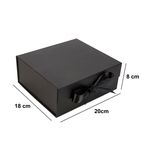 CAIXA PRESENTE PRETA C/ IMÃ E FITA DE CETIM 200X180X80 - 01 UNIDADE 