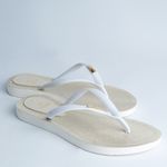 Chinelo de Dedo Branco Flop Palmilha Dourada