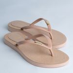 Chinelo de Dedo Bege Flop Palmilha Cobra