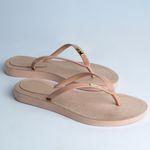 Chinelo de Dedo Bege Flop Palmilha Dourada