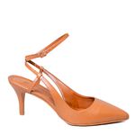 Slingback em Couro Salto Fino Caramelo