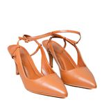 Slingback em Couro Salto Fino Caramelo