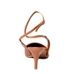 Slingback em Couro Salto Fino Caramelo