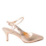 Slingback em Couro Salto Fino Dourado