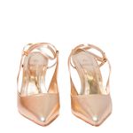 Slingback em Couro Salto Fino Dourado