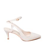 Slingback em Couro Salto Fino Off White