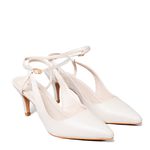 Slingback em Couro Salto Fino Off White