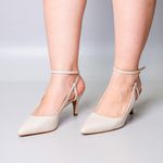 Slingback em Couro Salto Fino Off White