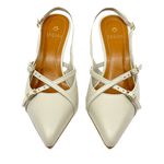 Slingback Off White em Couro Salto Fino 