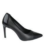 Scarpin Preto Salto Fino em Couro