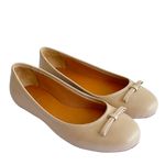 Sapatilha Confort Bege em Couro Bico Redondo