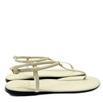 Sandália Rasteira Off White em Couro Isabella