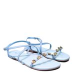 Sandália Rasteira Azul Horênsia Couro