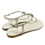 Sandália Rasteira Off White em Couro Pedraria