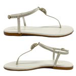 Sandália Rasteira Off White em Couro Pedraria