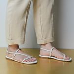 Sandália Rasteira Off White Couro 