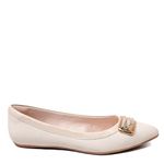 Sapatilha Confort Off White em Couro Verniz Bico Fino