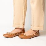 Sapatilha Confort Caramelo em Couro Bico Fino